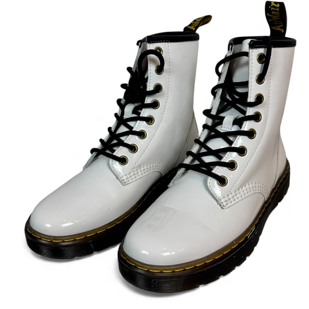Dr. Martens White Patent Leather Combat Boots‎ – Size 38 / US 6 – Women’s
